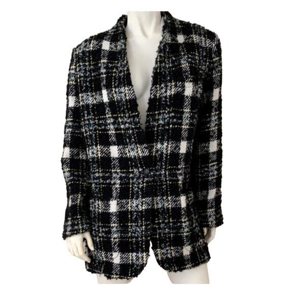 Veronica Beard Black wool Blend Crispin Tweed boxy oversized Coat size 10 - Picture 3 of 14